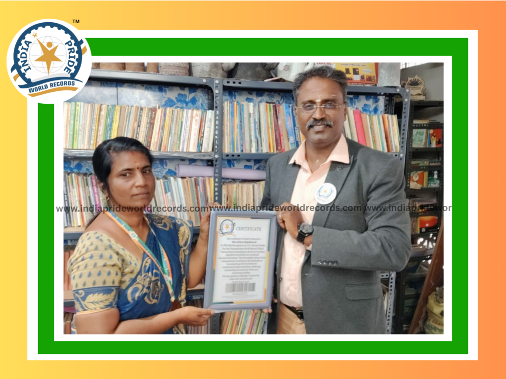 This is to certify that
Mrs.Chitra vijayakumar
is officially recognized as a Co-Record Holder for the humanitarian world record titled:
“Extraordinary Humanitarian Service in Providing Dignified Funeral Rites for Unclaimed Deceased Individuals.”
This recognition honors their compassionate contribution and dedication in ensuring respectful final rites for unclaimed deceased individuals, reflecting outstanding humanitarian values and social responsibility.