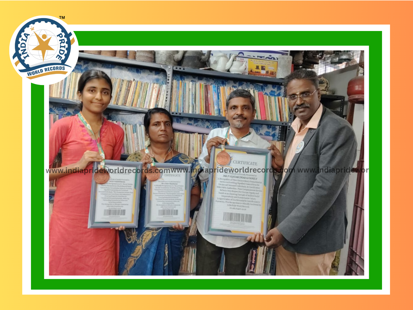MR.P.VIJAYAKUMAR & FAMILY, in recognition of their Extraordinary Humanitarian Service in Providing Dignified Funeral Rites for Unclaimed Deceased Individuals